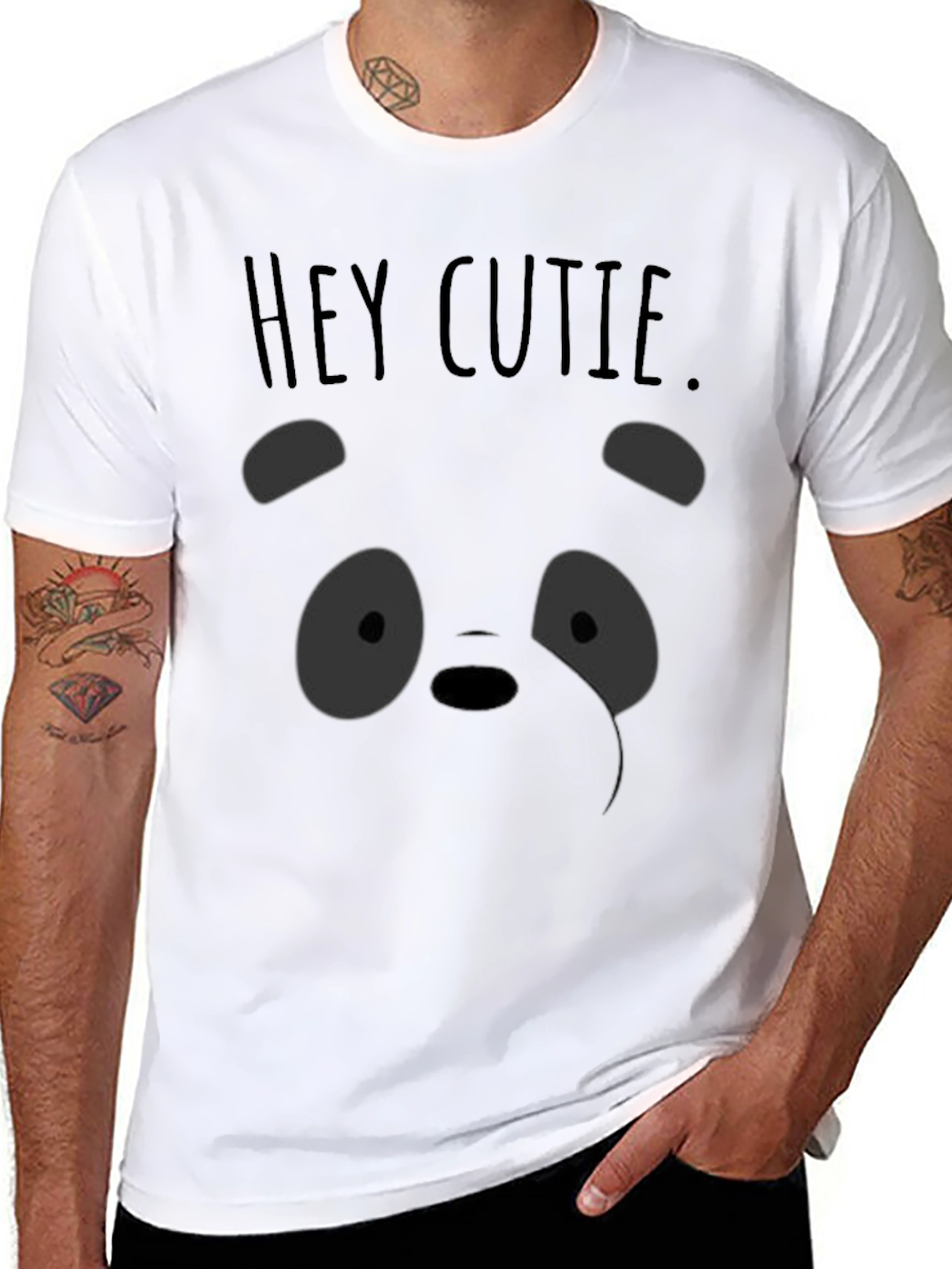 Hey Cutie Panda Graphic T-Shirt - Soft Cotton Blend