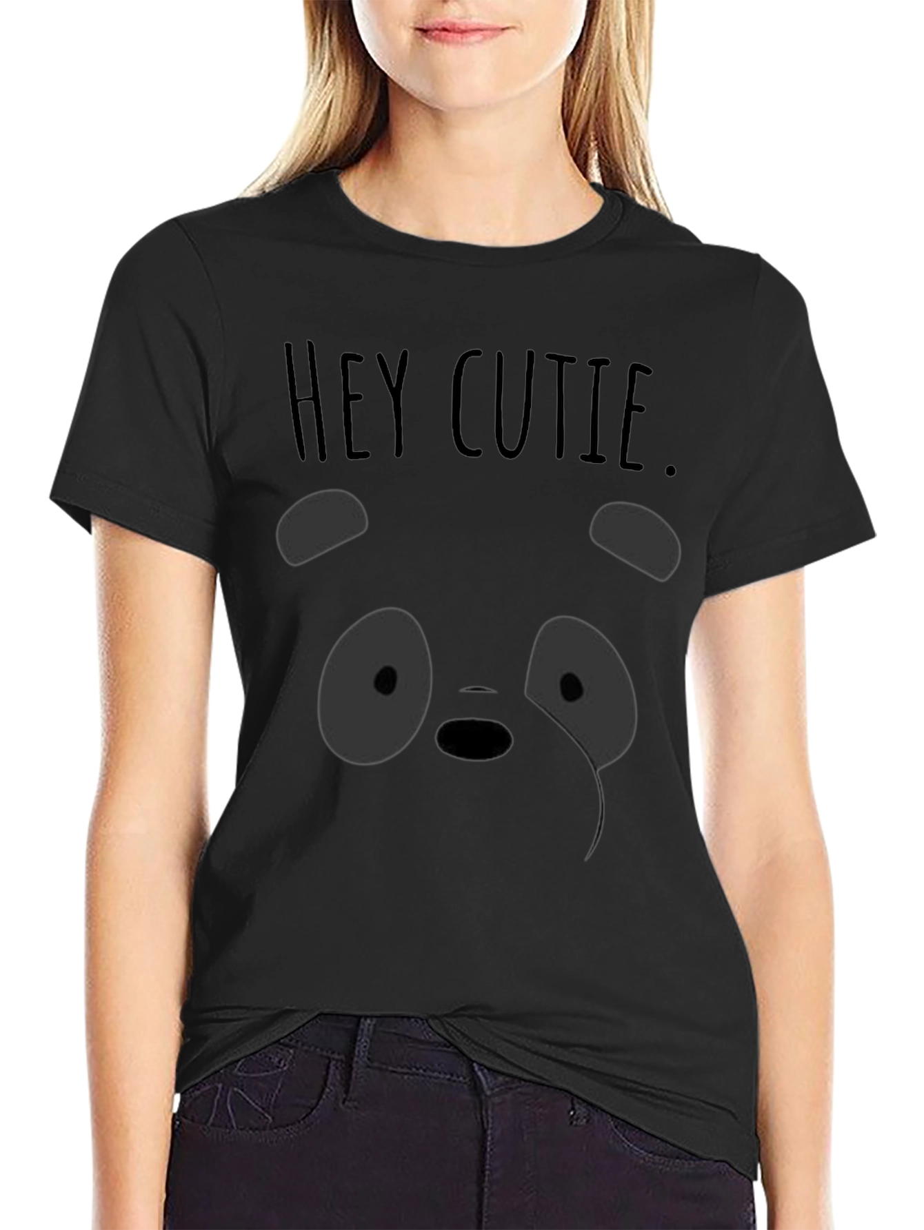 Hey Cutie Panda Graphic T-Shirt - Soft Cotton Blend