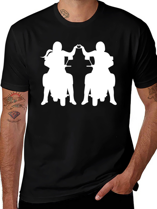 Motorcycle Love T-Shirt - Biker Couple Heart Hands Tee