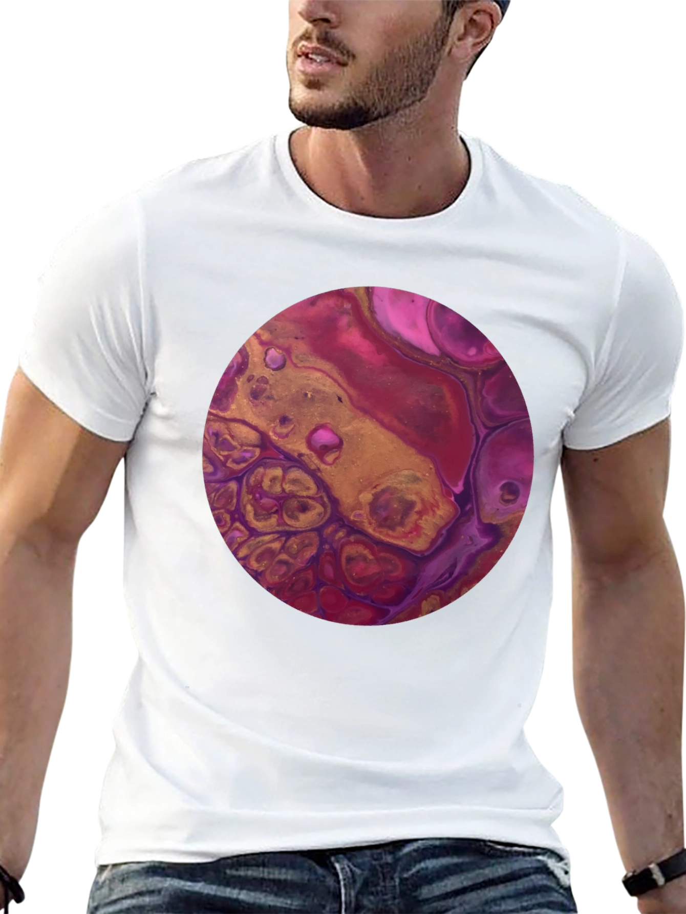 Abstract Art Circle Graphic Tee - Black