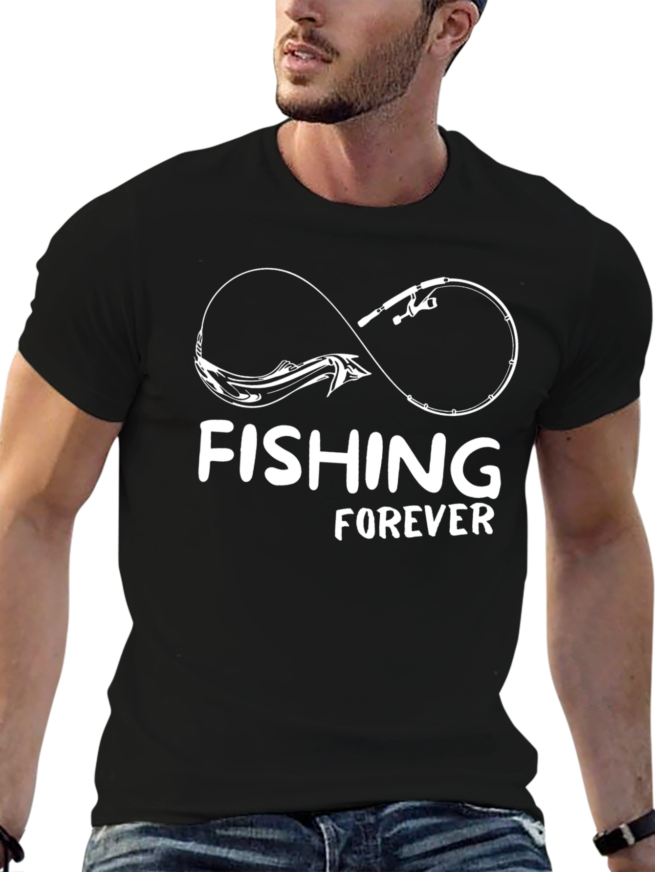Fishing Forever Graphic Tee - Black