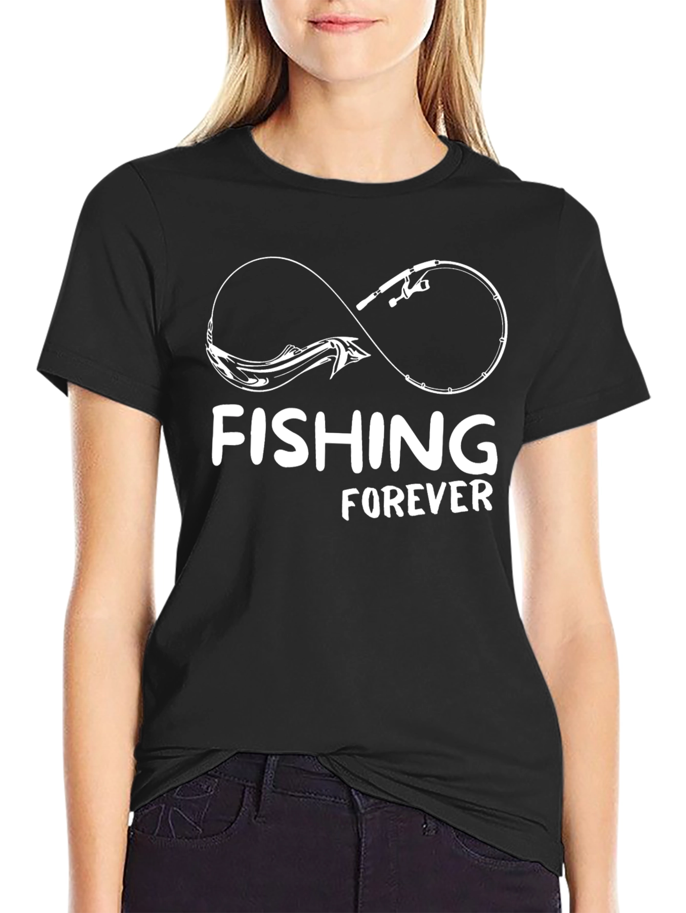 Fishing Forever Graphic Tee - Black