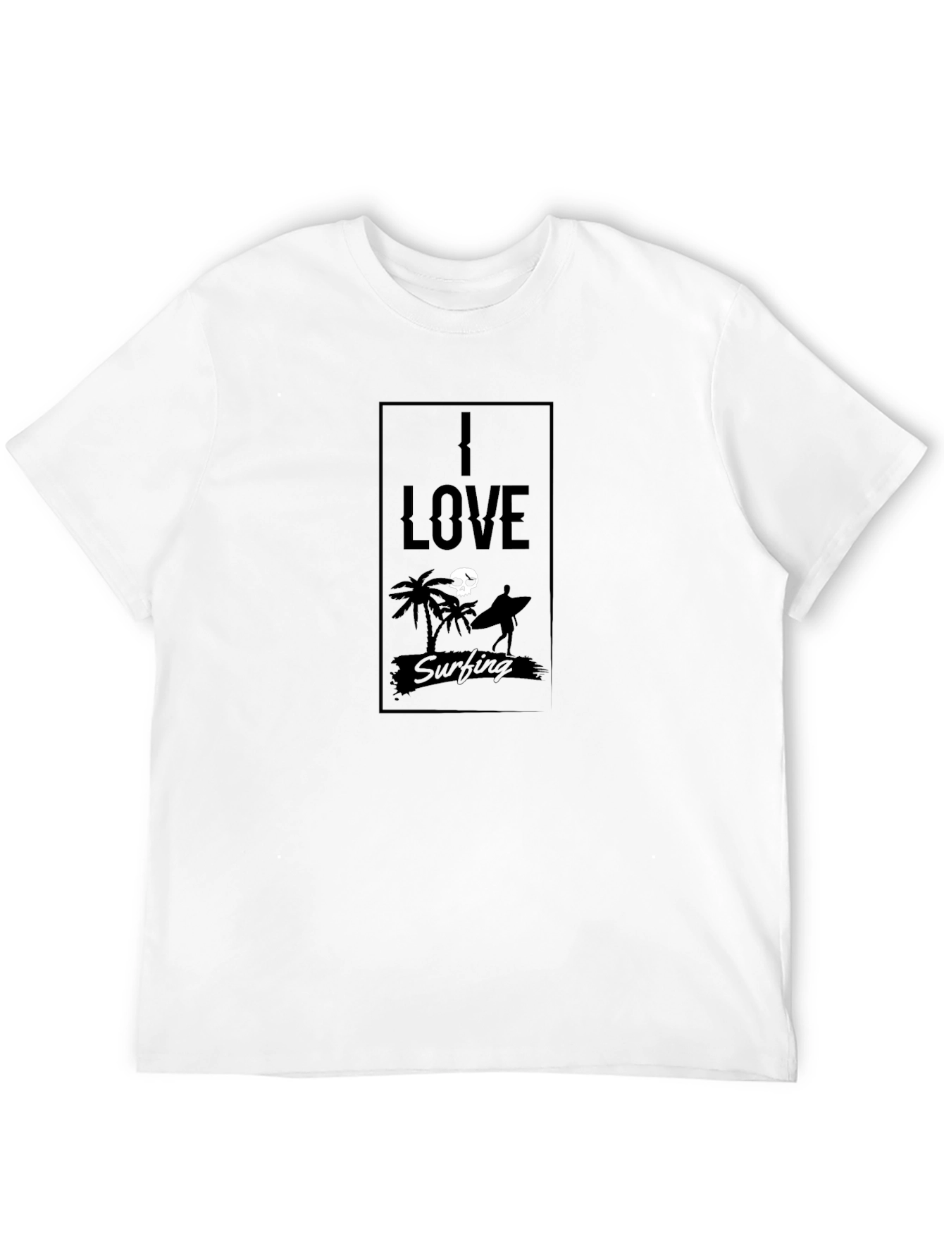 I Love Surfing Black T-Shirt