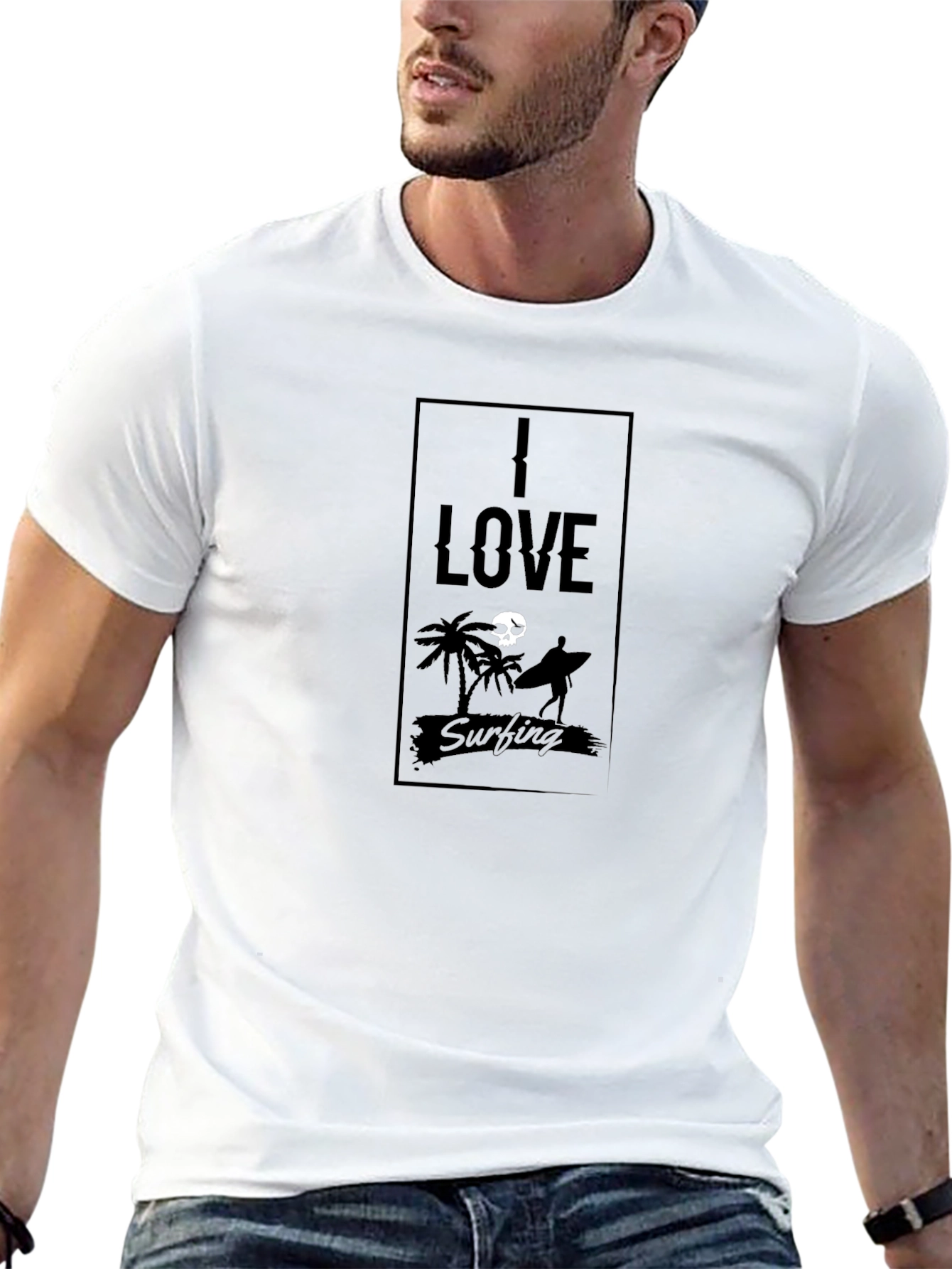 I Love Surfing Black T-Shirt