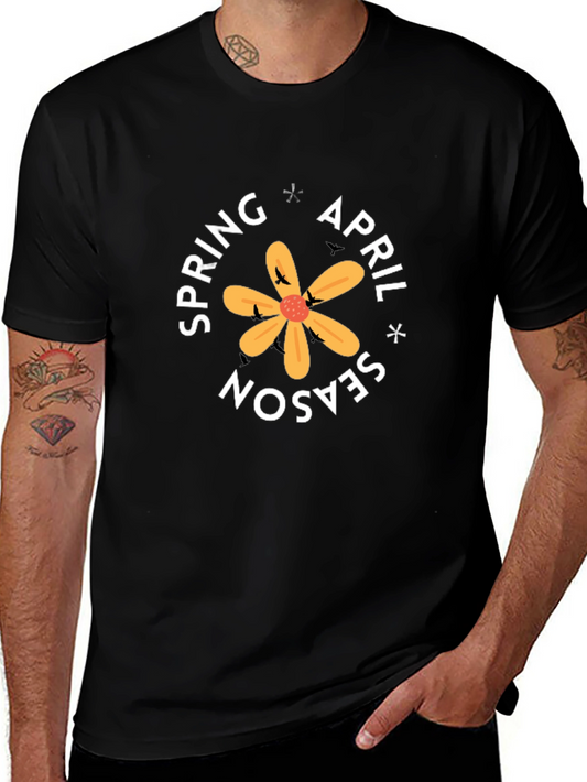 Spring April Season Black Graphic Tee