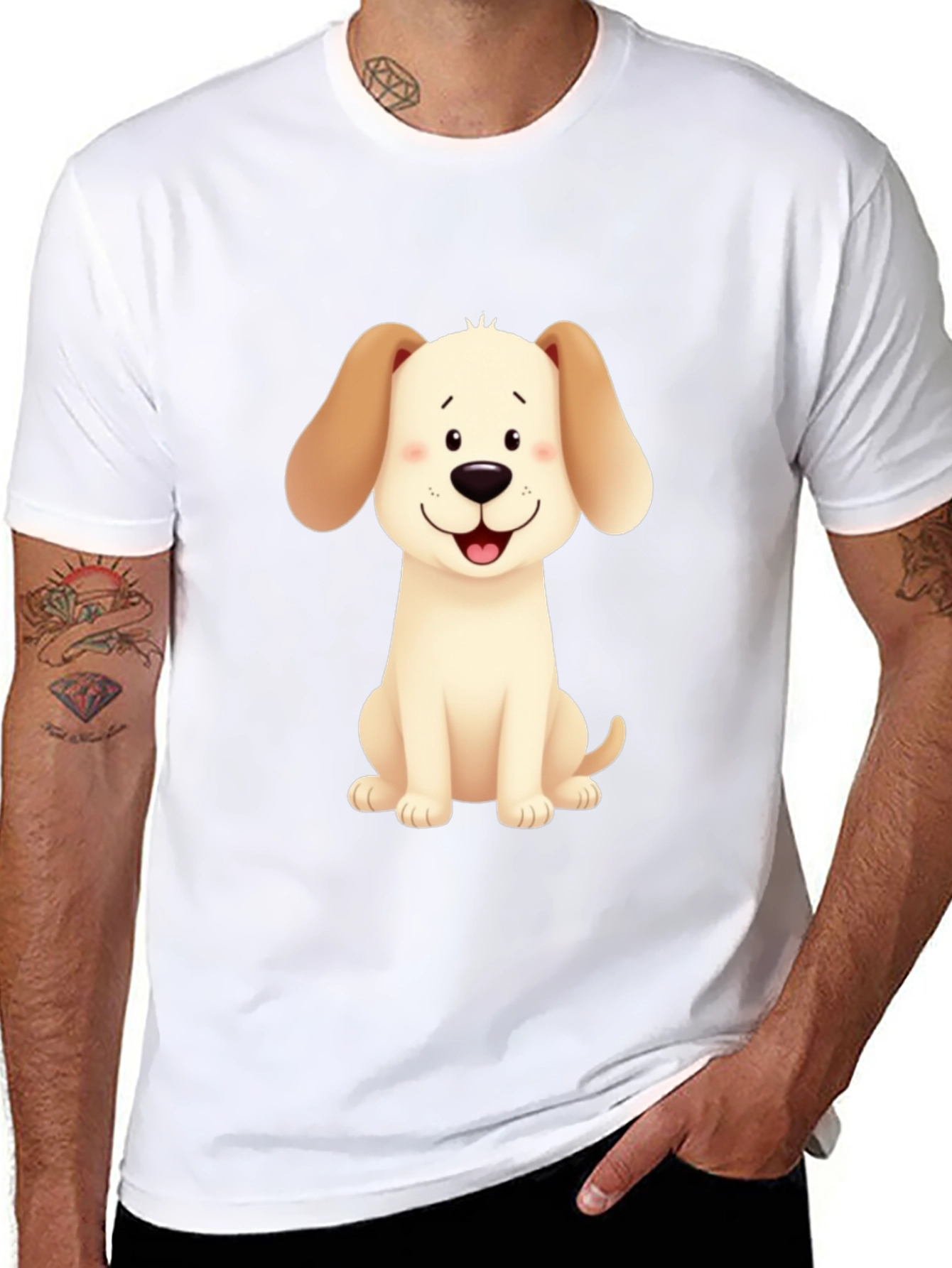 Cute Cartoon Dog Graphic T-Shirt