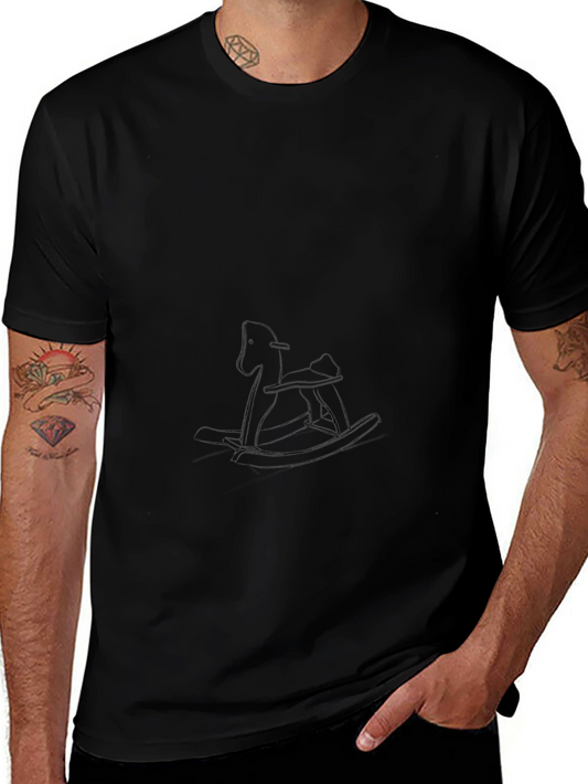 Black T-Shirt with Rocking Horse Design