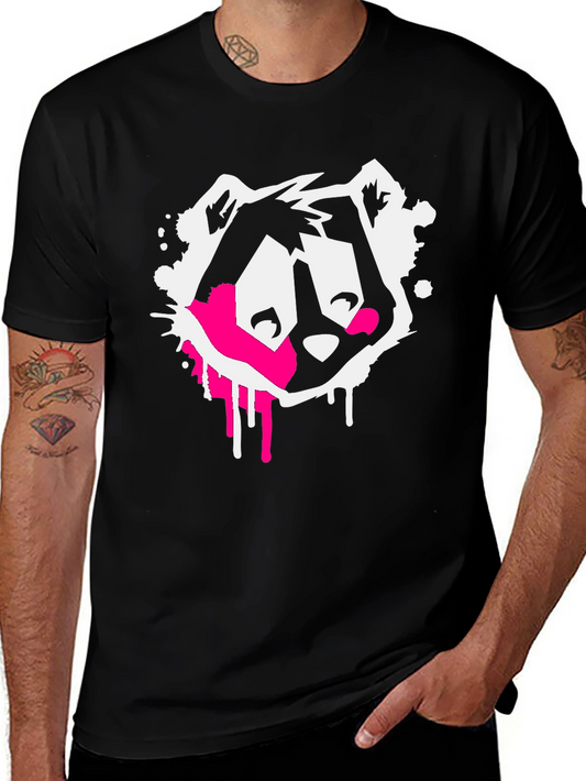 Abstract Raccoon Graphic Black Tee