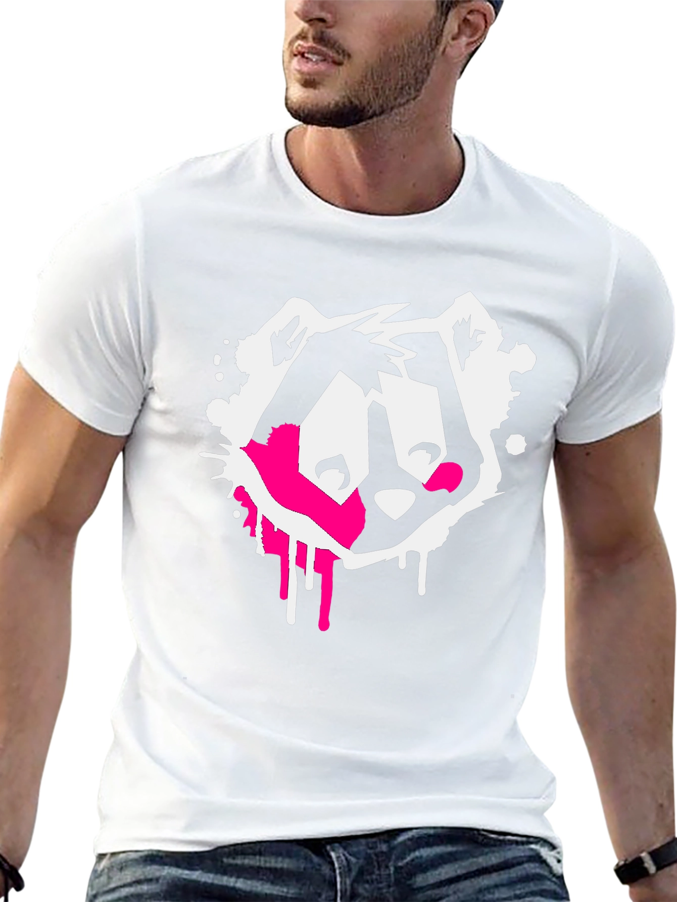Abstract Raccoon Graphic Black Tee
