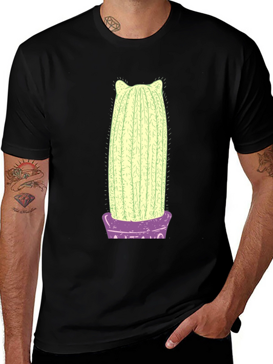 Cactus Cat Graphic Tee - Soft Cotton T-Shirt