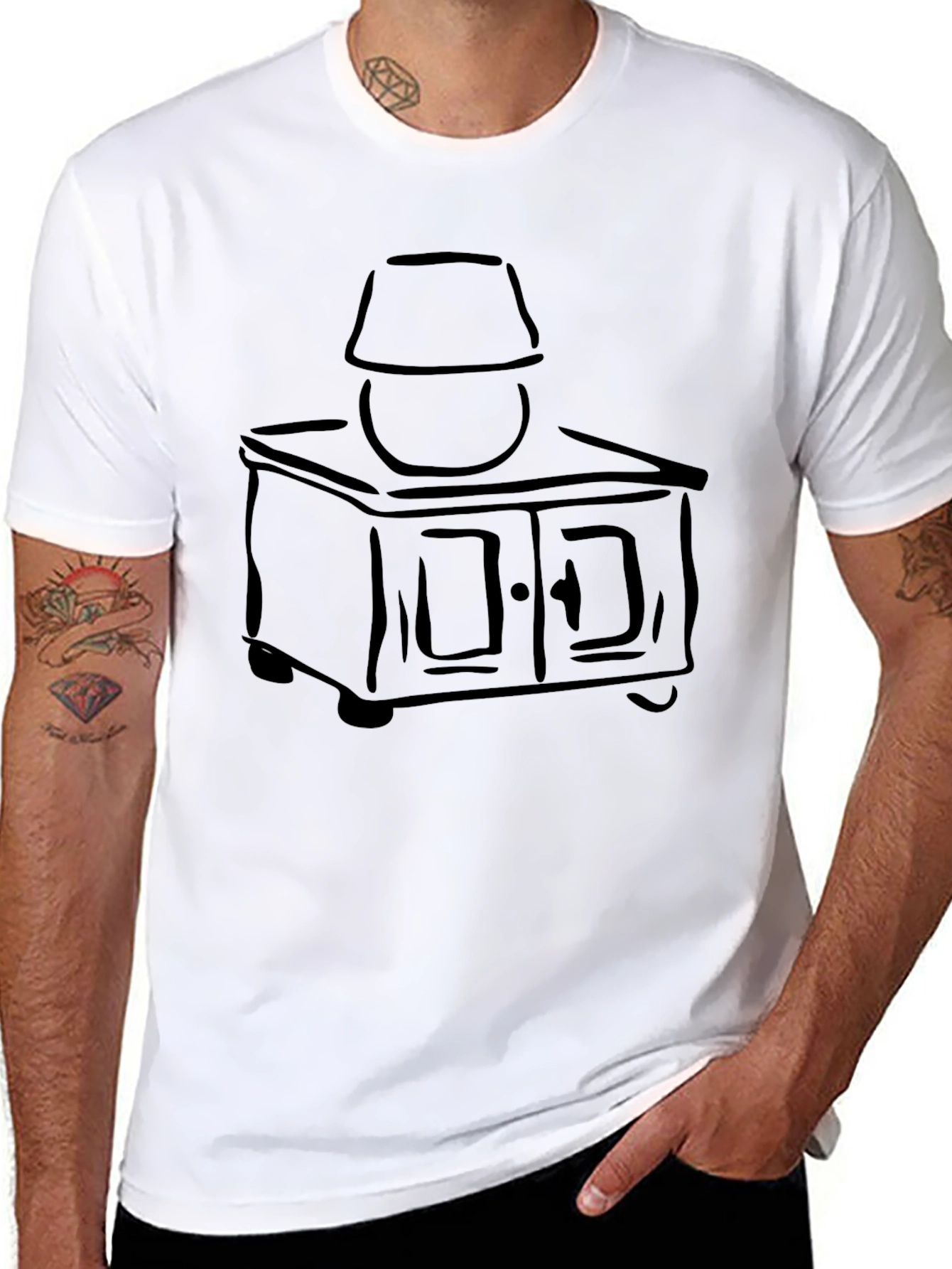 Nightstand Lamp Graphic Tee - Black Cotton Blend