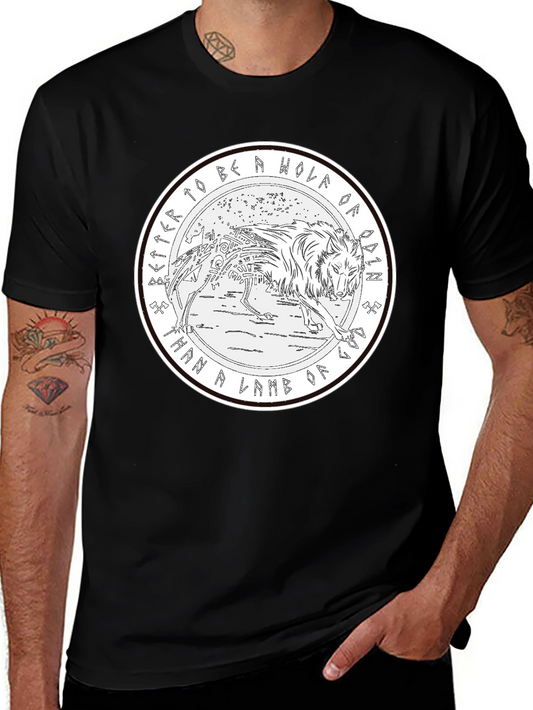 Odin Wolf Graphic T-Shirt - Norse Mythology