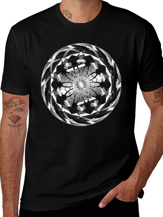 Abstract Swirl Graphic Black Tee