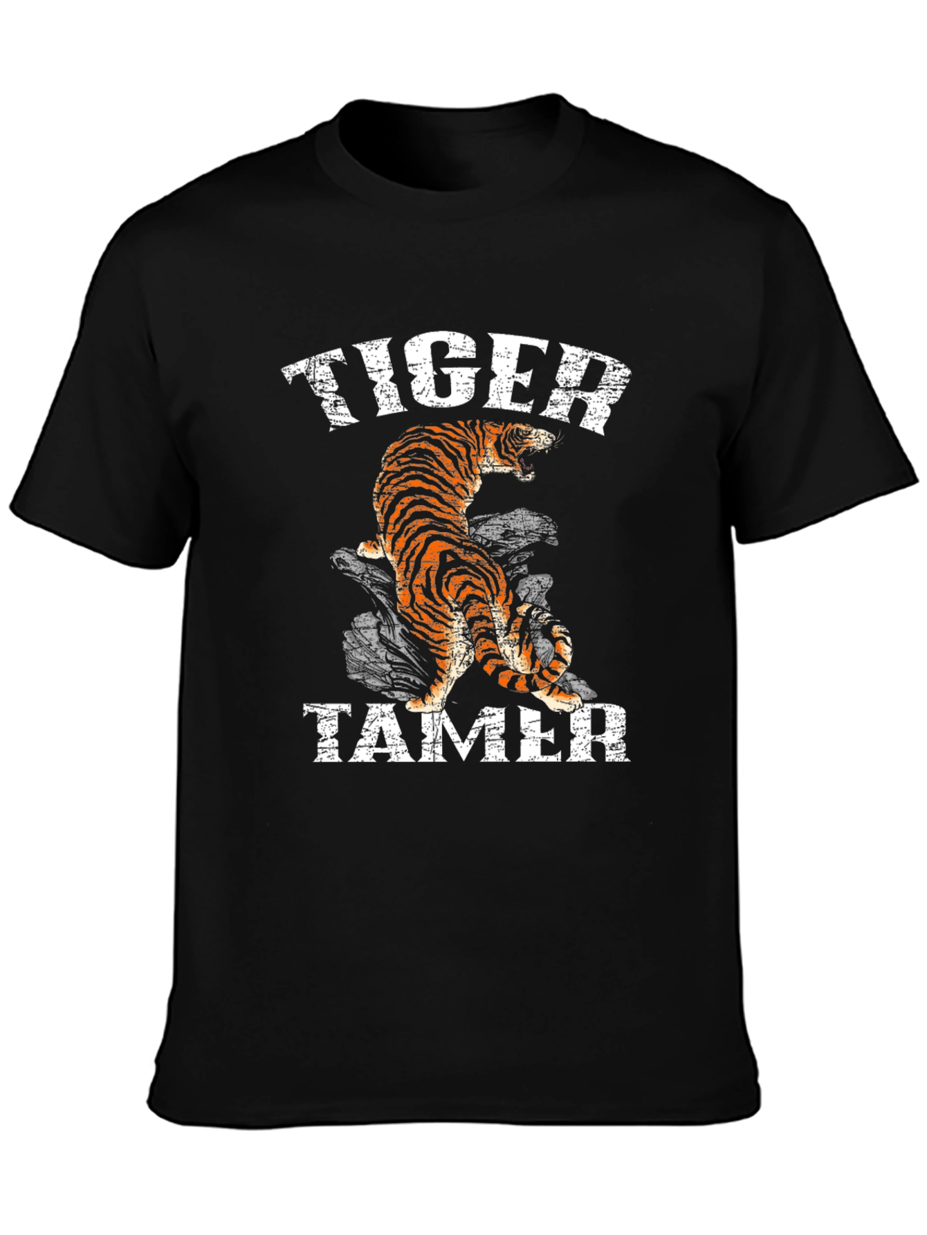 Tiger Tamer Graphic Print Black T-Shirt