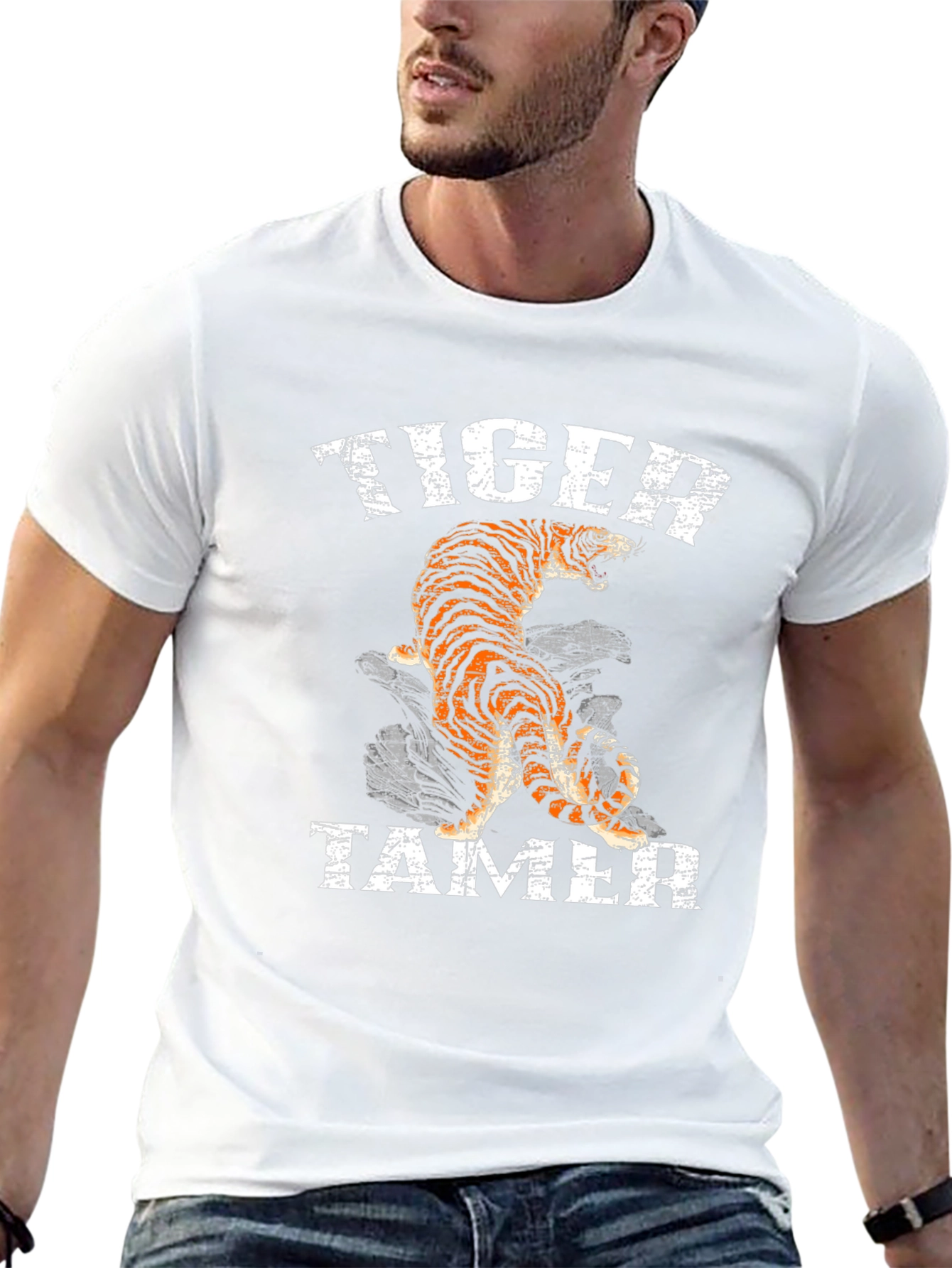Tiger Tamer Graphic Print Black T-Shirt