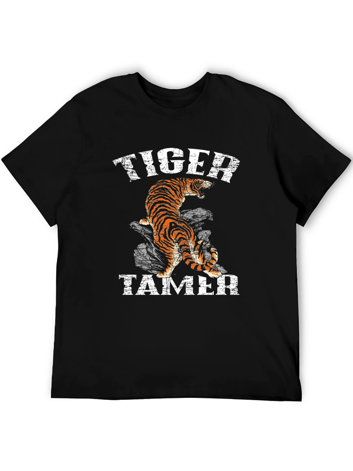 Tiger Tamer Graphic Print Black T-Shirt