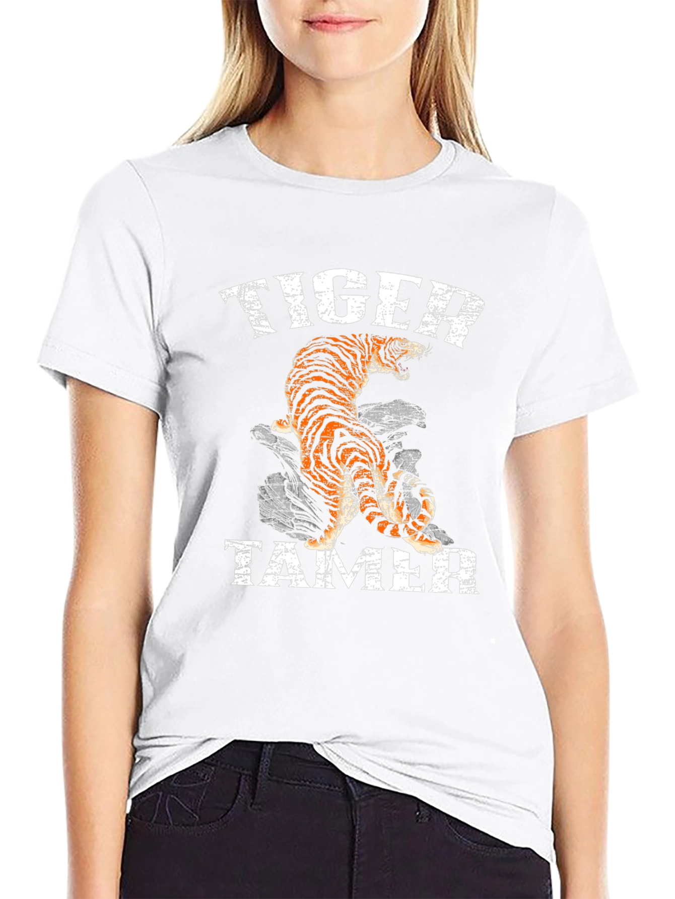 Tiger Tamer Graphic Print Black T-Shirt