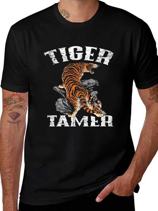 Tiger Tamer Graphic Print Black T-Shirt