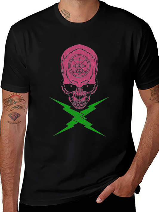 Skull and Lightning Bolt Graphic Tee