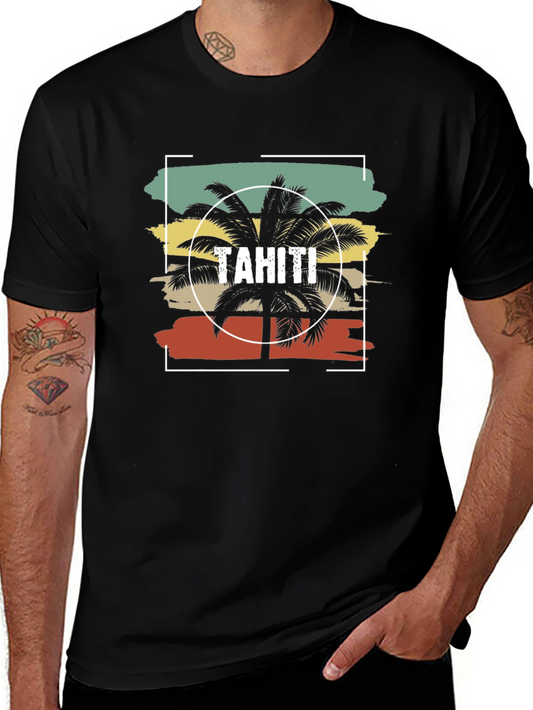 Tahiti Palm Tree Graphic Tee - Island Vibes
