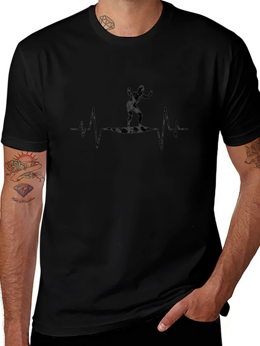 Surfer Lifeline Graphic Tee - Black Cotton T-Shirt