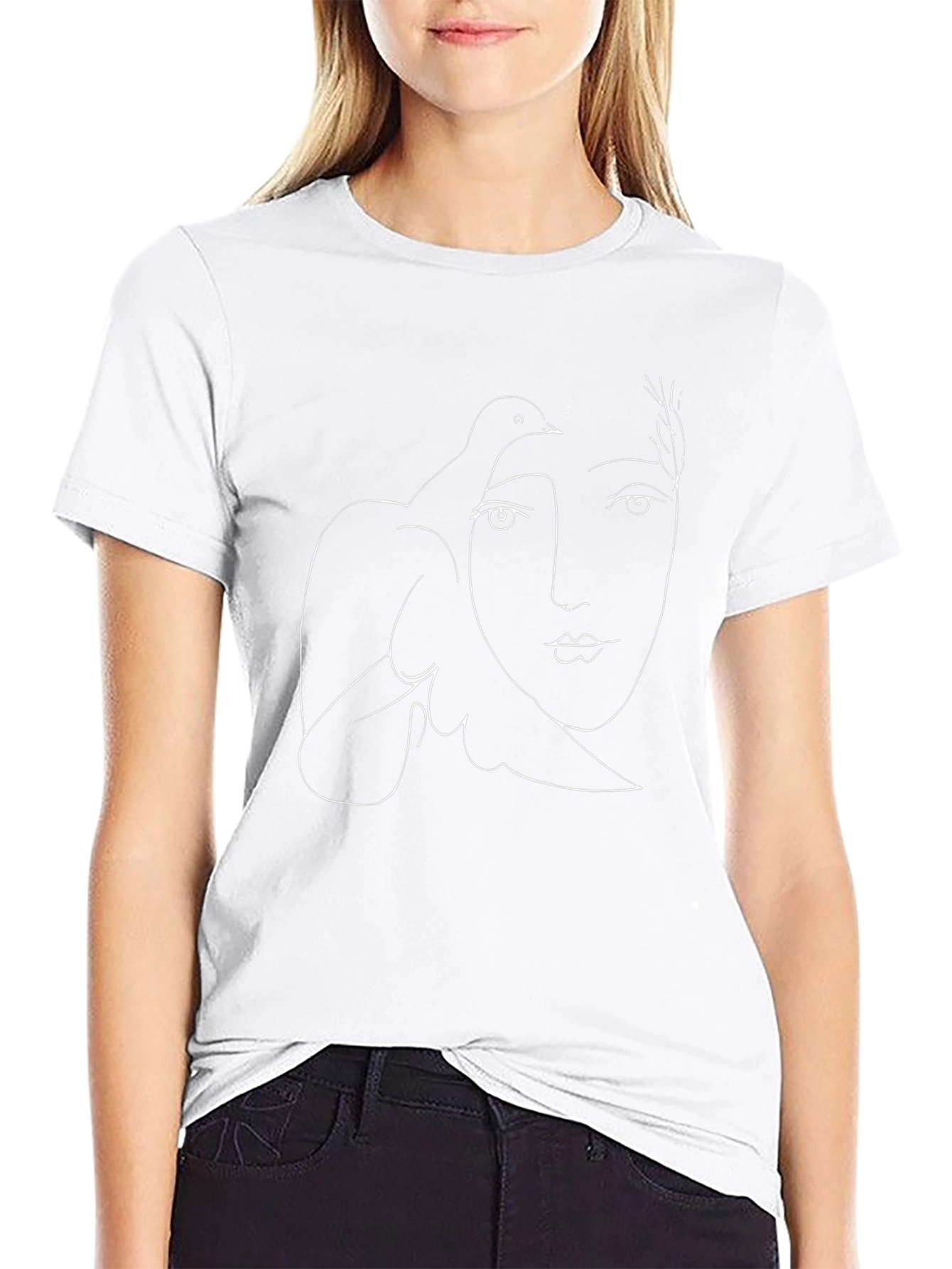 Abstract Face and Dove Black Graphic Tee