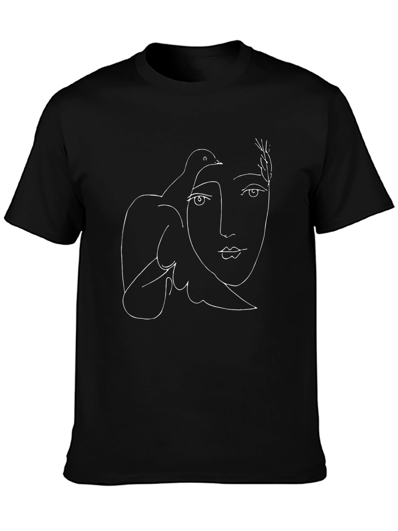 Abstract Face and Dove Black Graphic Tee