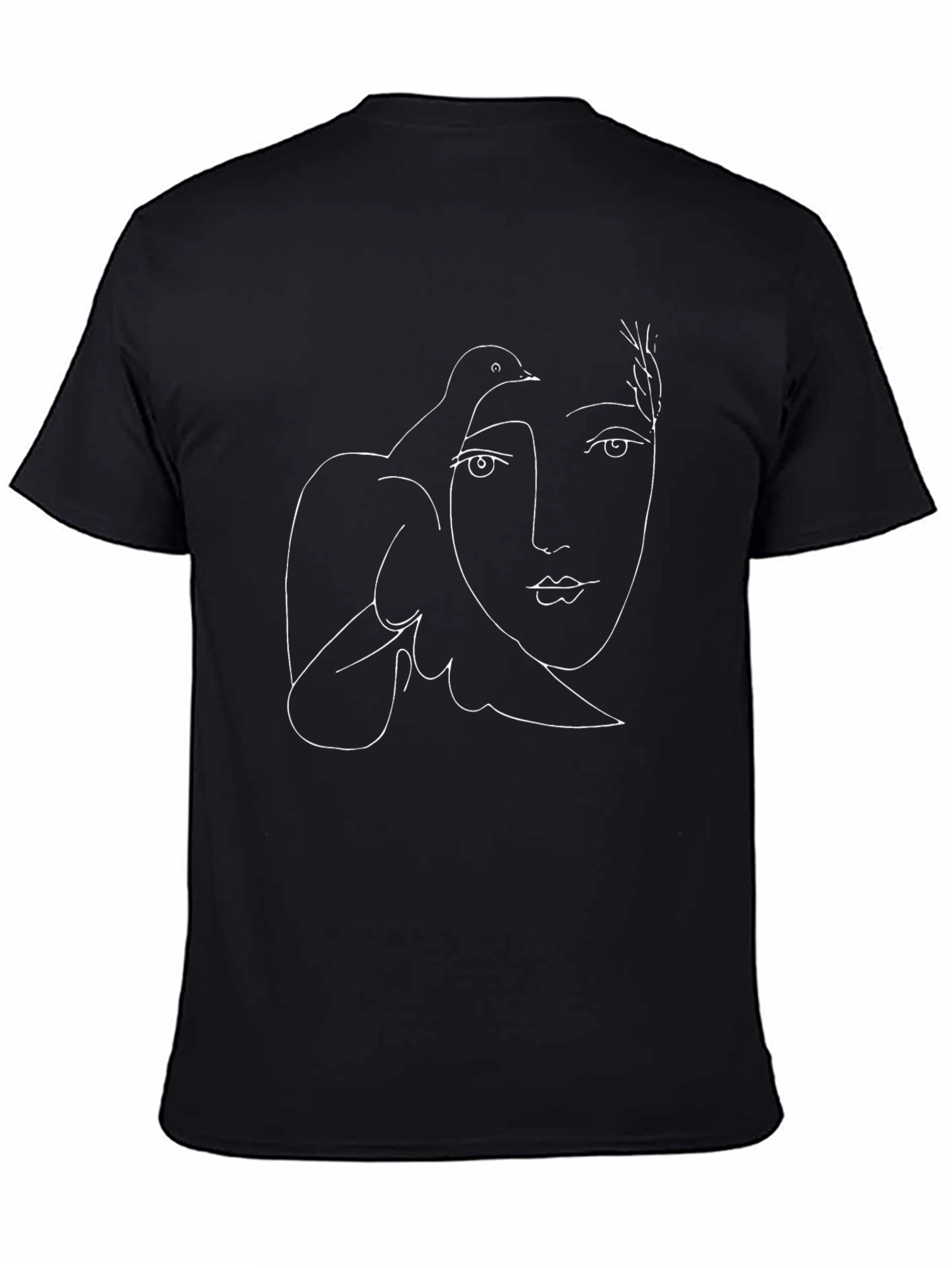 Abstract Face and Dove Black Graphic Tee