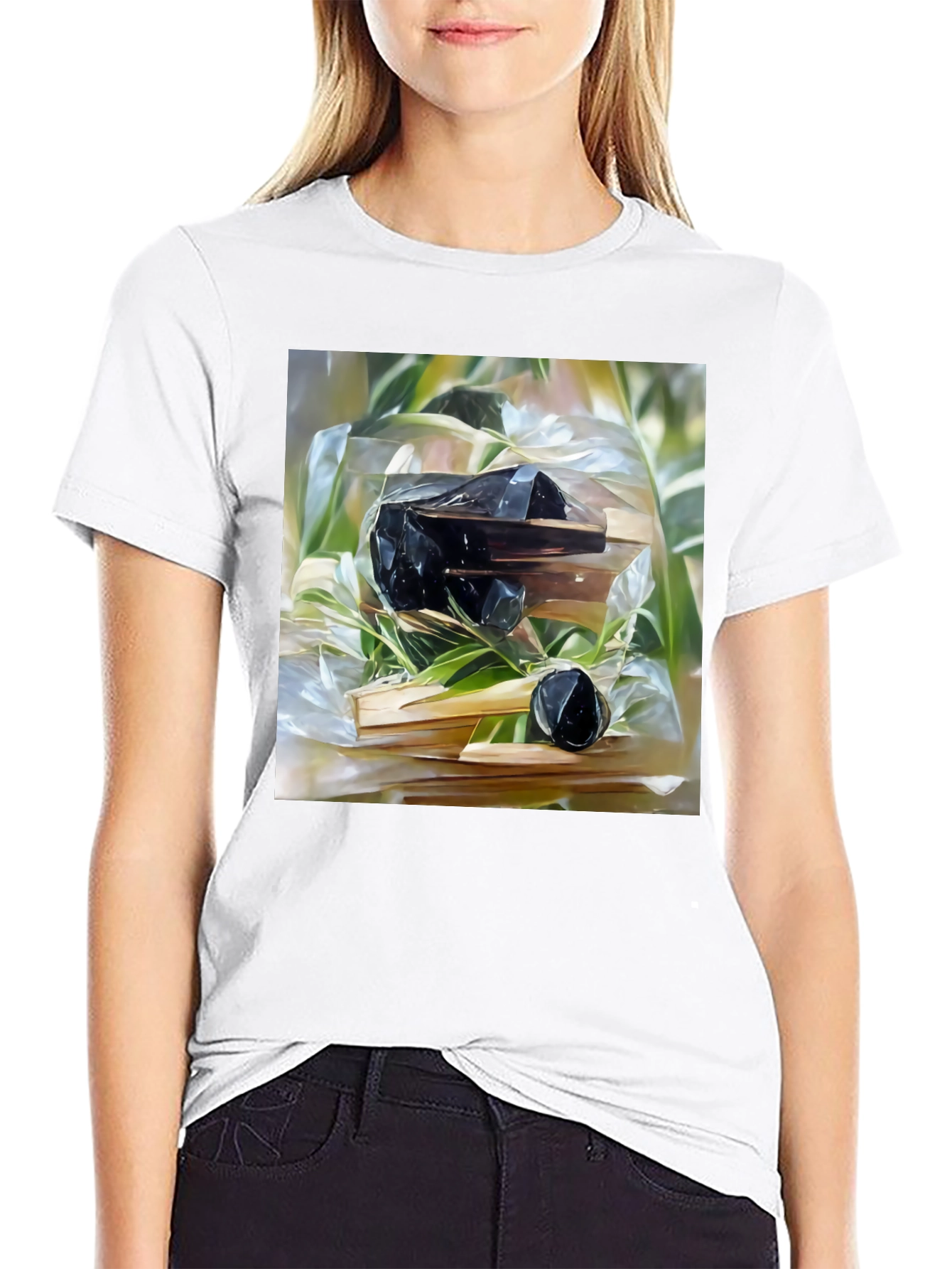 Abstract Obsidian Art Black Cotton T-Shirt