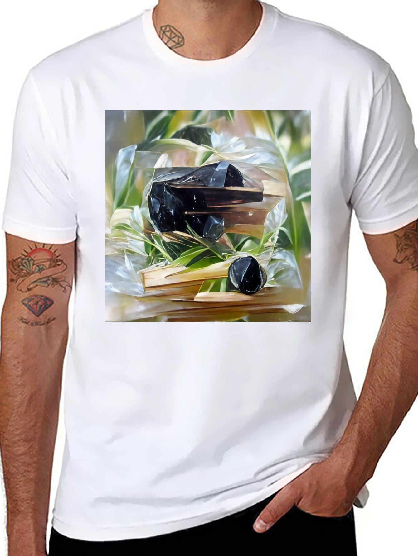 Abstract Obsidian Art Black Cotton T-Shirt