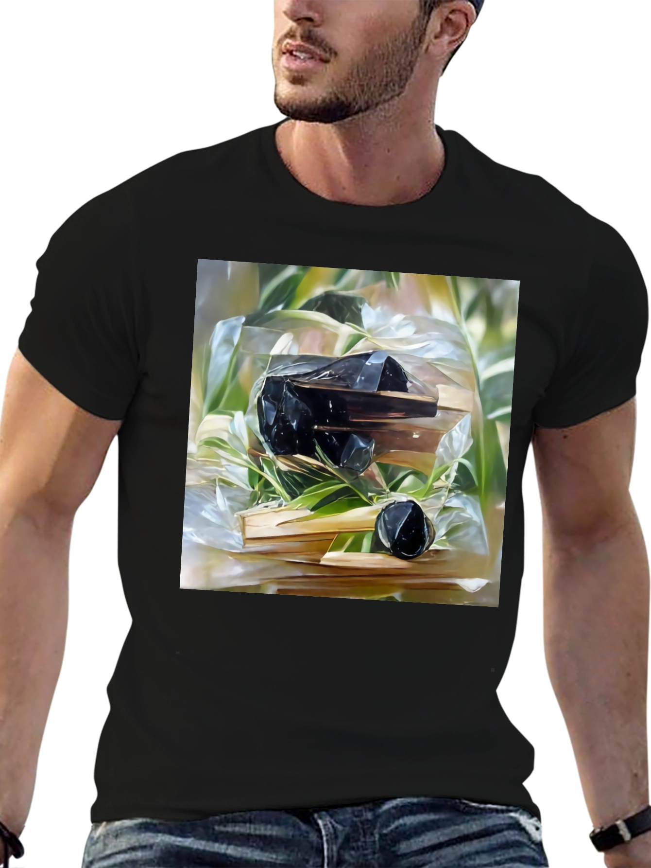 Abstract Obsidian Art Black Cotton T-Shirt
