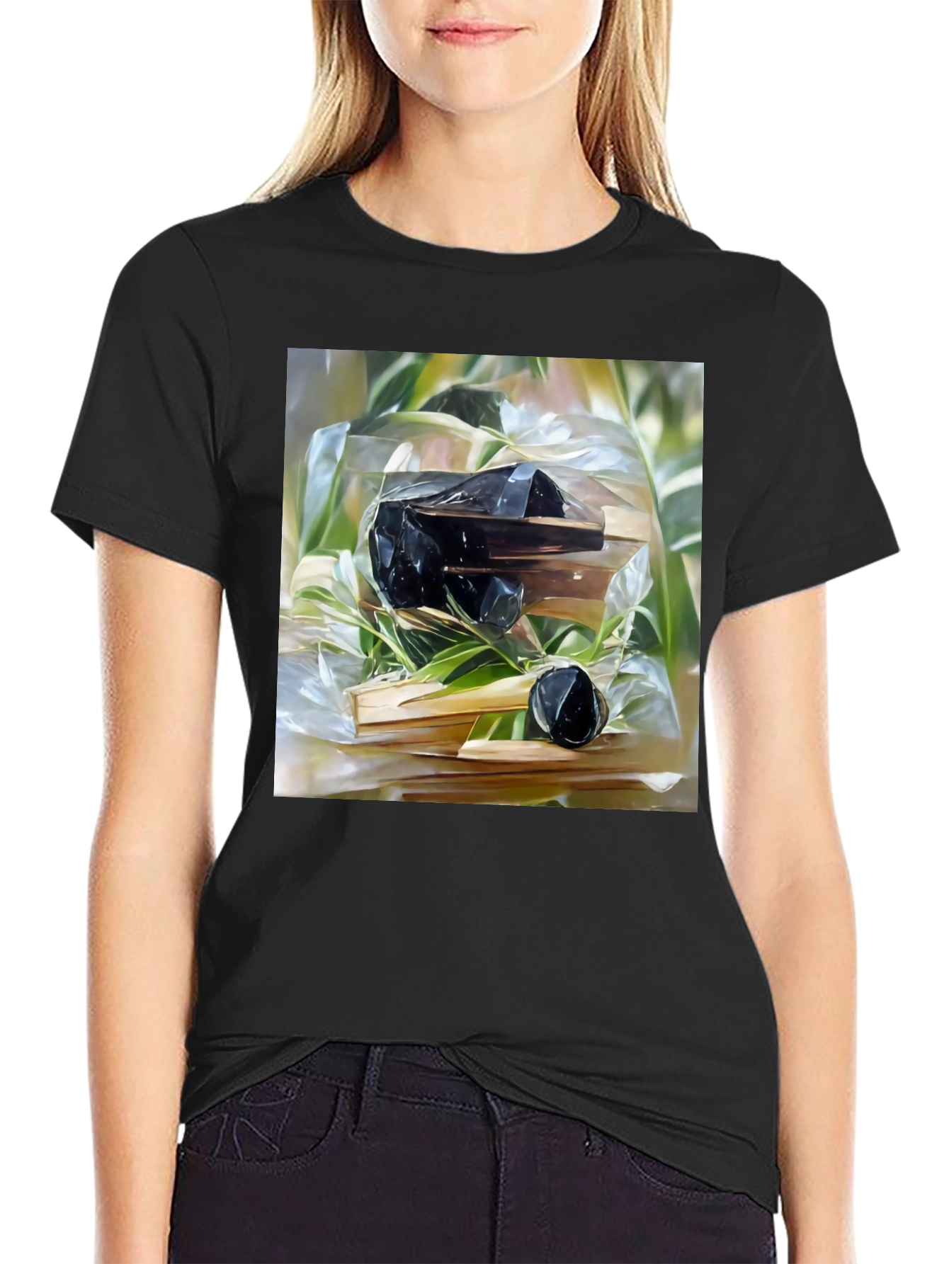 Abstract Obsidian Art Black Cotton T-Shirt