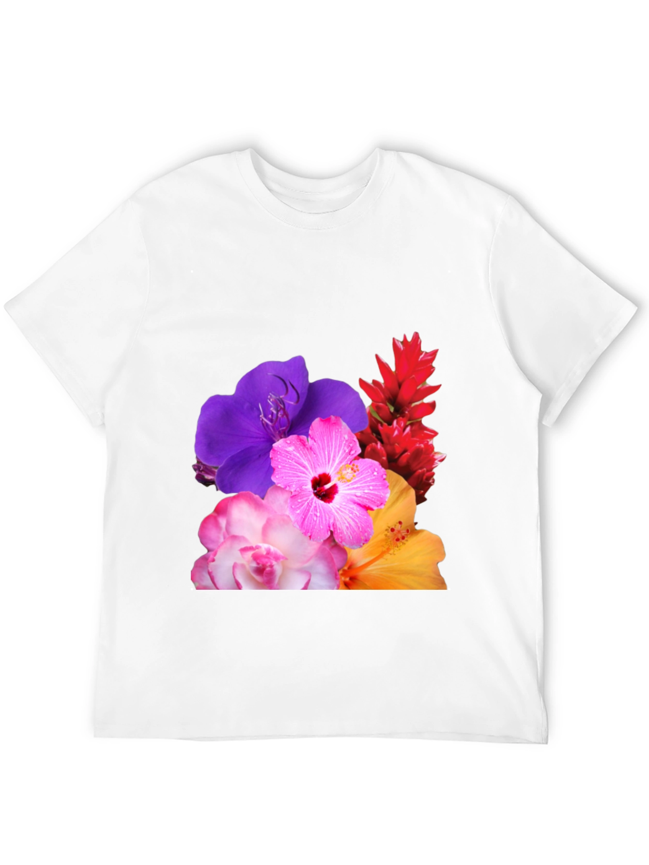 Floral Print Black T-Shirt - Vibrant Blossom Design