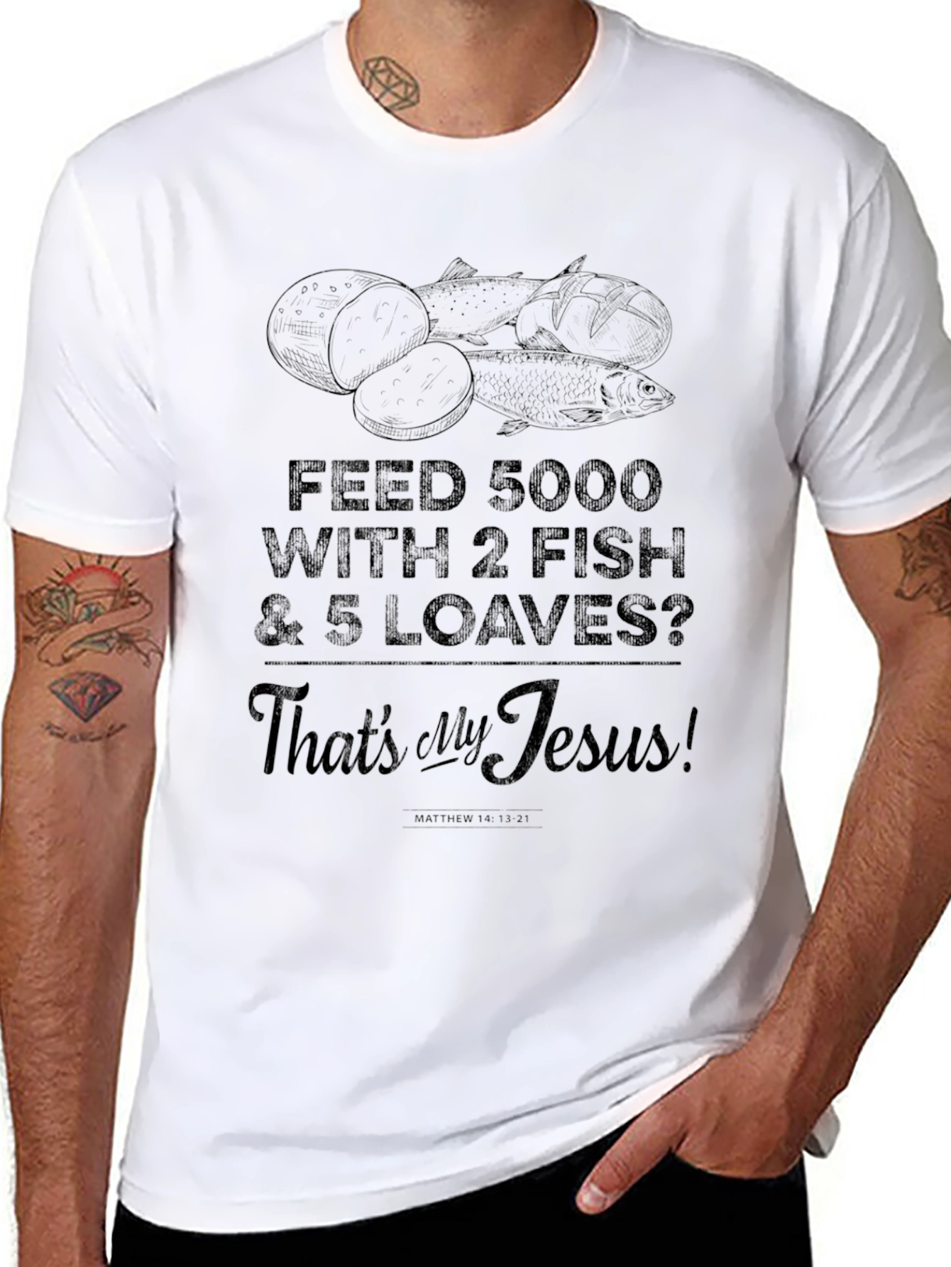 2 Fish 5 Loaves T-Shirt - Christian Apparel