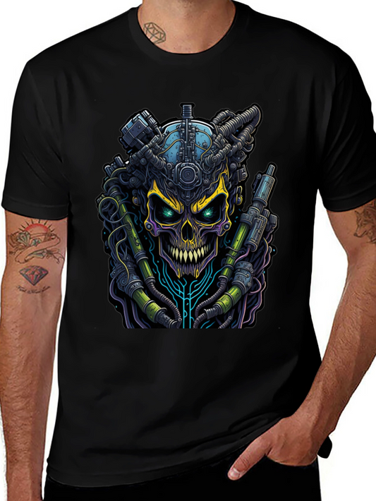 Cyberpunk Skull Graphic Tee - Edgy Style