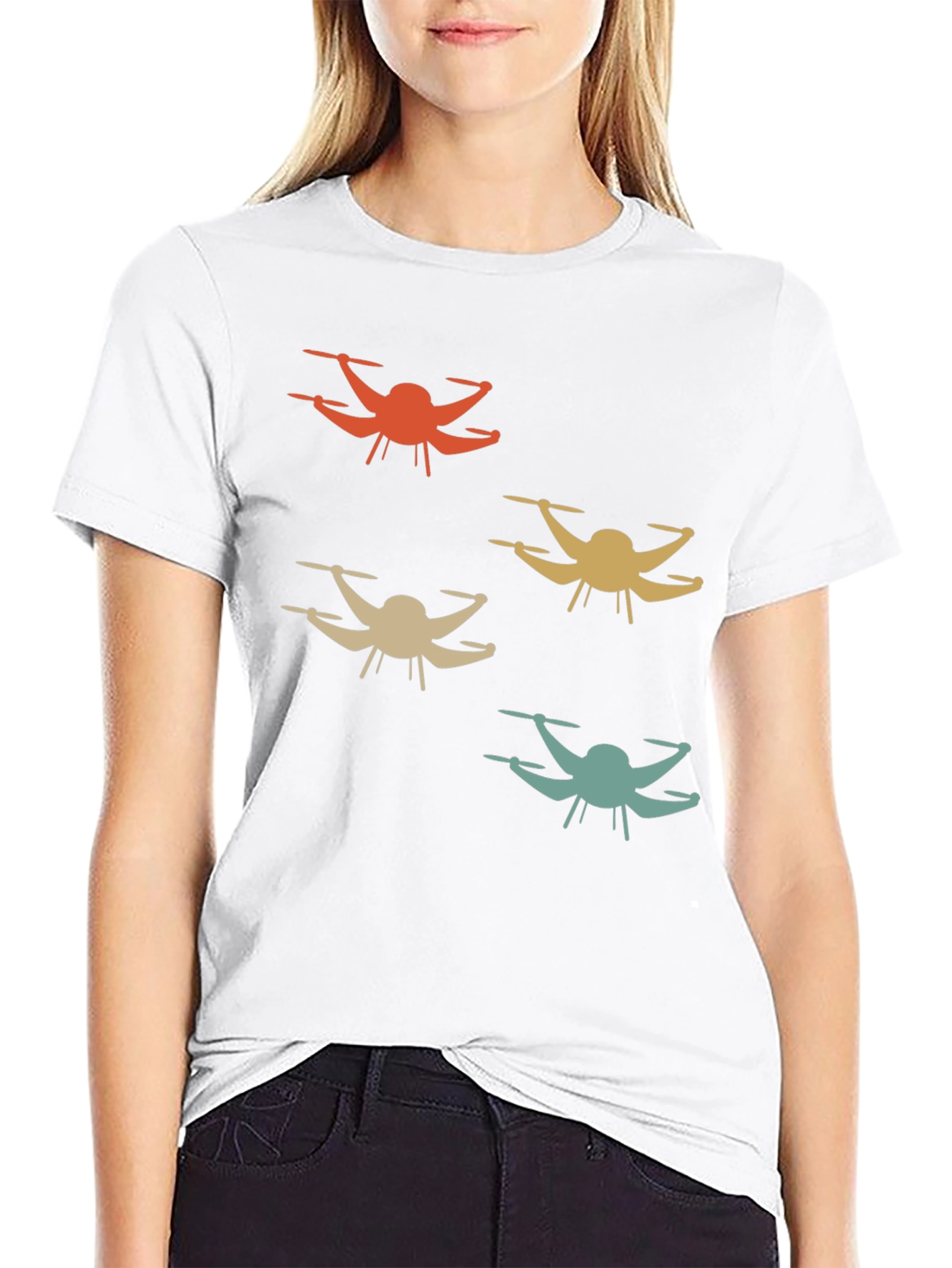 Drone Silhouette Graphic T-Shirt - Retro Style