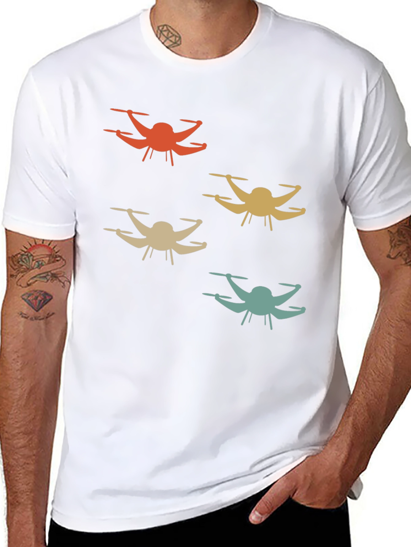 Drone Silhouette Graphic T-Shirt - Retro Style