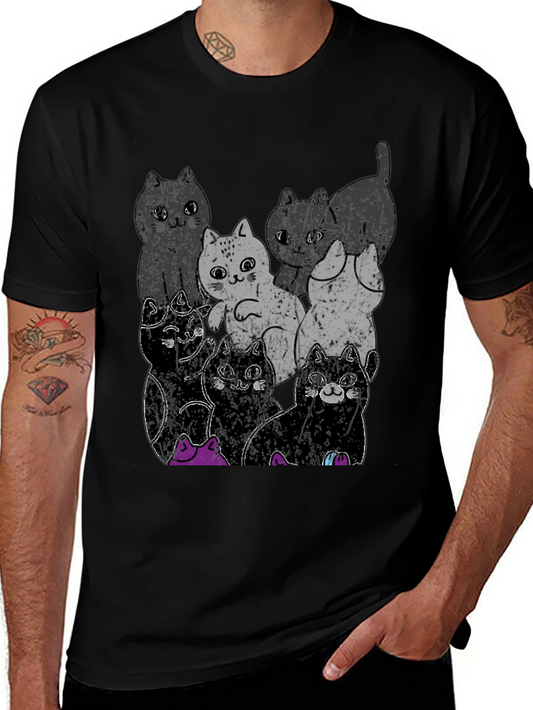 Cute Cats Graphic Black T-Shirt