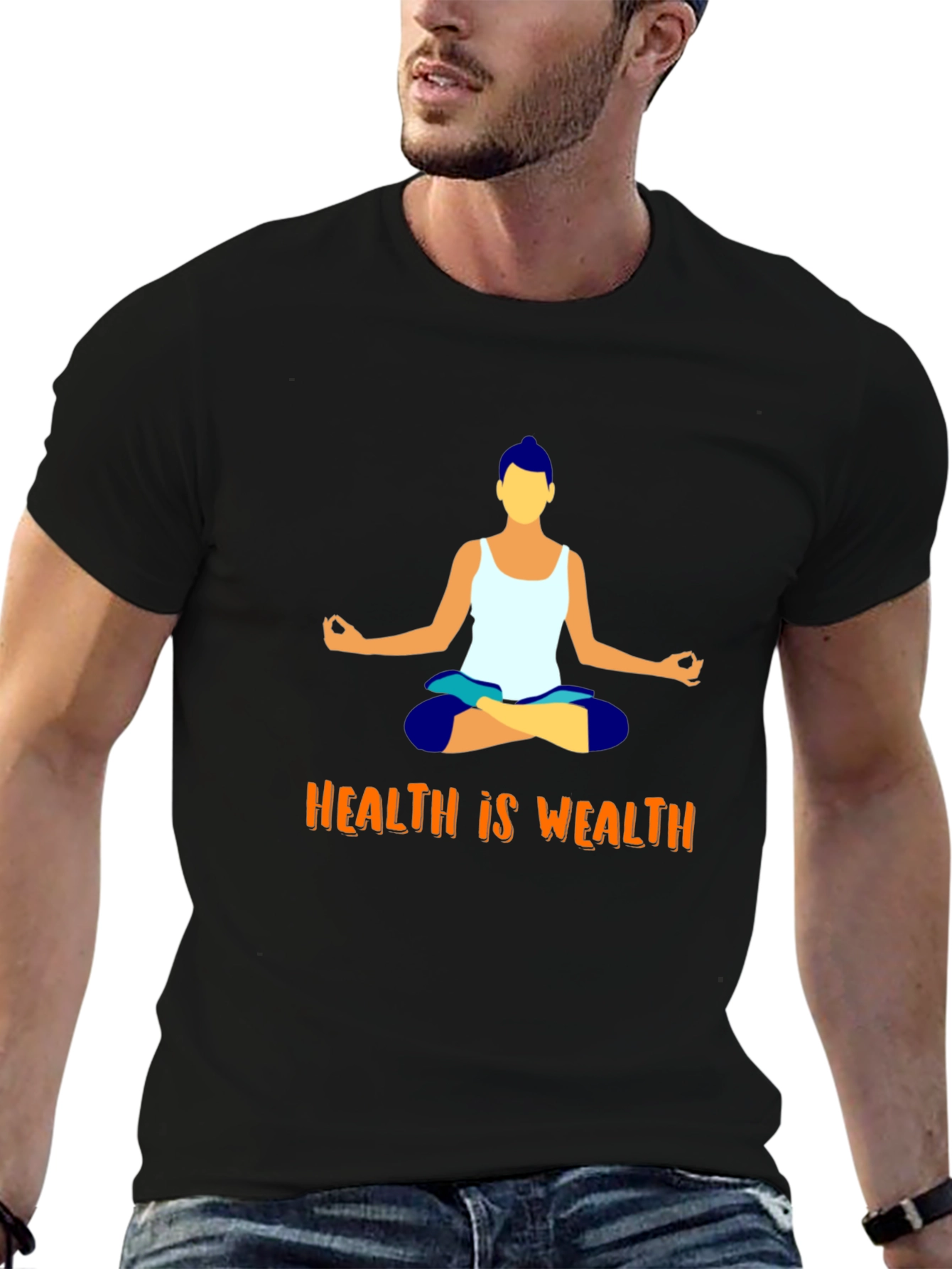 Health is Wealth Yoga Graphic T-Shirt