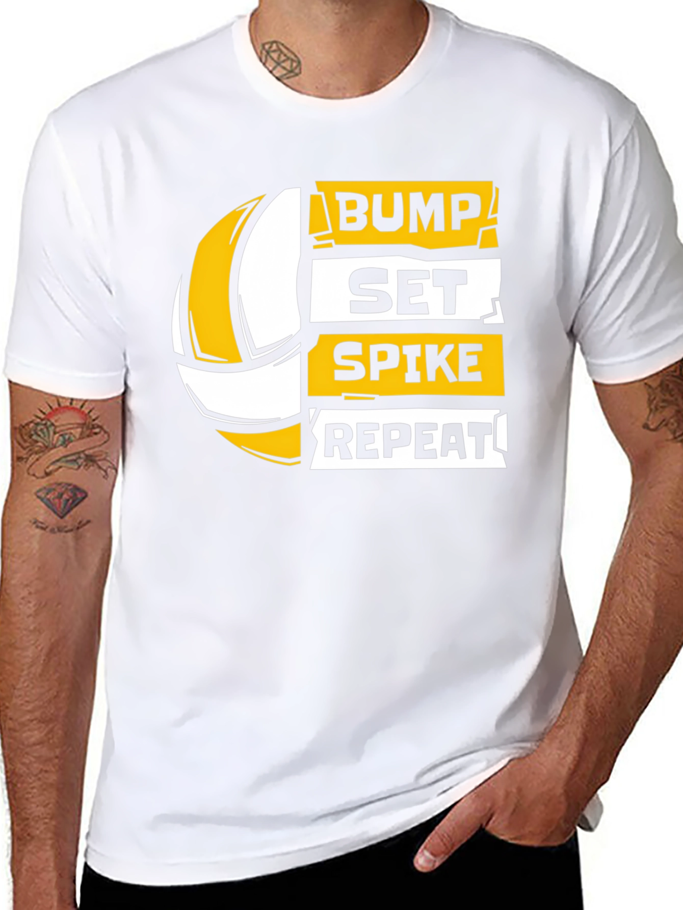 Volleyball Bump Set Spike Repeat Graphic T-Shirt