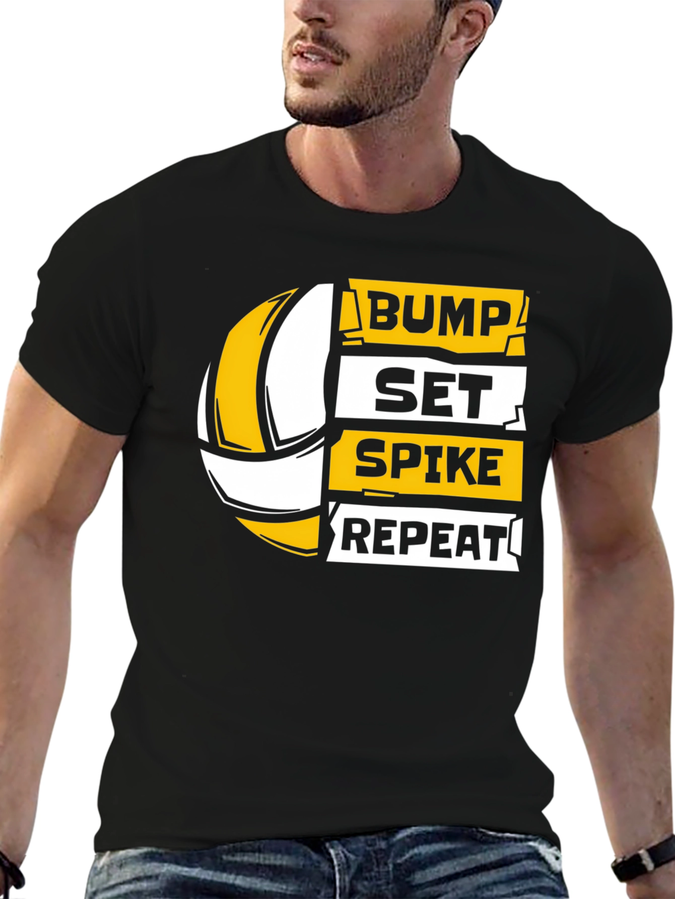 Volleyball Bump Set Spike Repeat Graphic T-Shirt