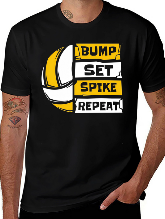 Volleyball Bump Set Spike Repeat Graphic T-Shirt