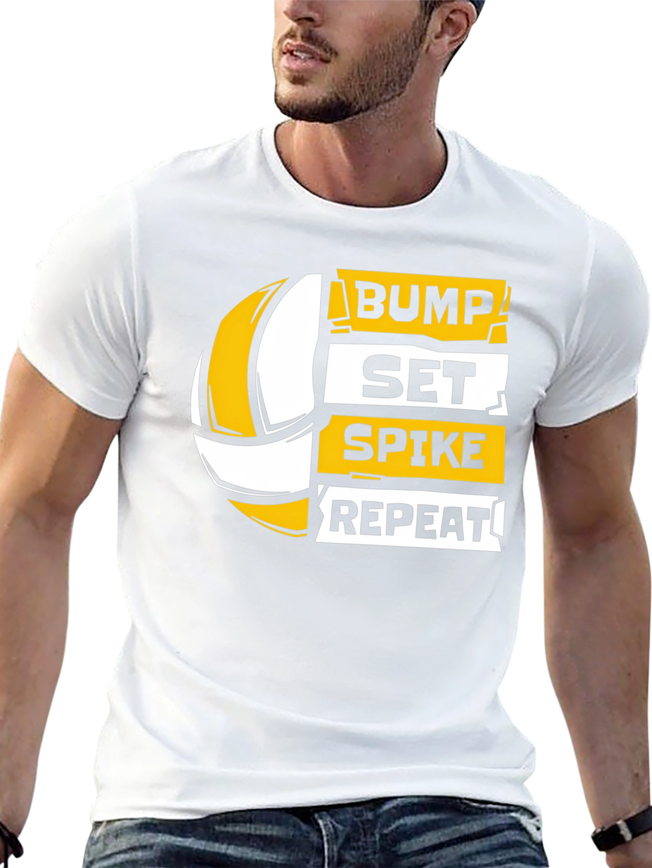Volleyball Bump Set Spike Repeat Graphic T-Shirt
