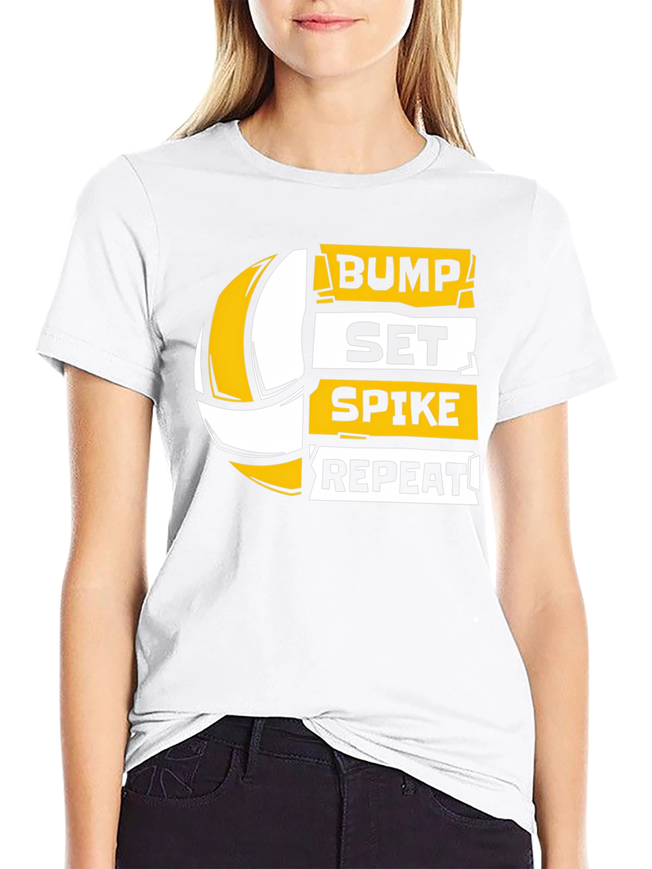 Volleyball Bump Set Spike Repeat Graphic T-Shirt