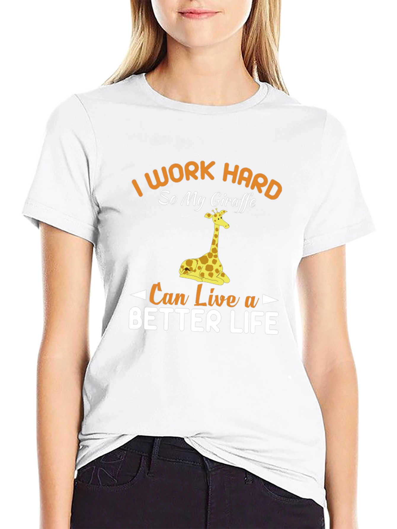 I Work Hard Giraffe Graphic Tee