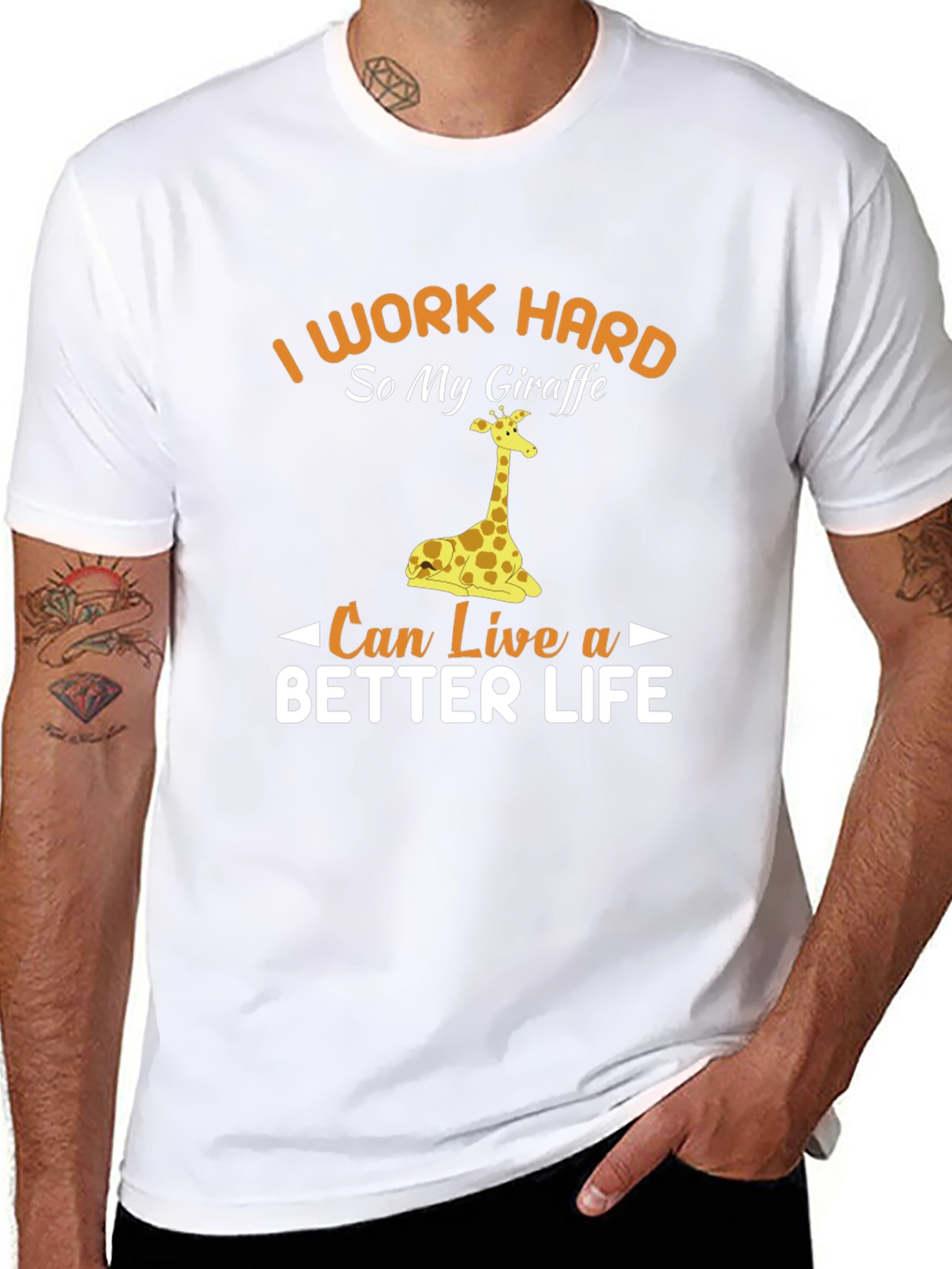 I Work Hard Giraffe Graphic Tee