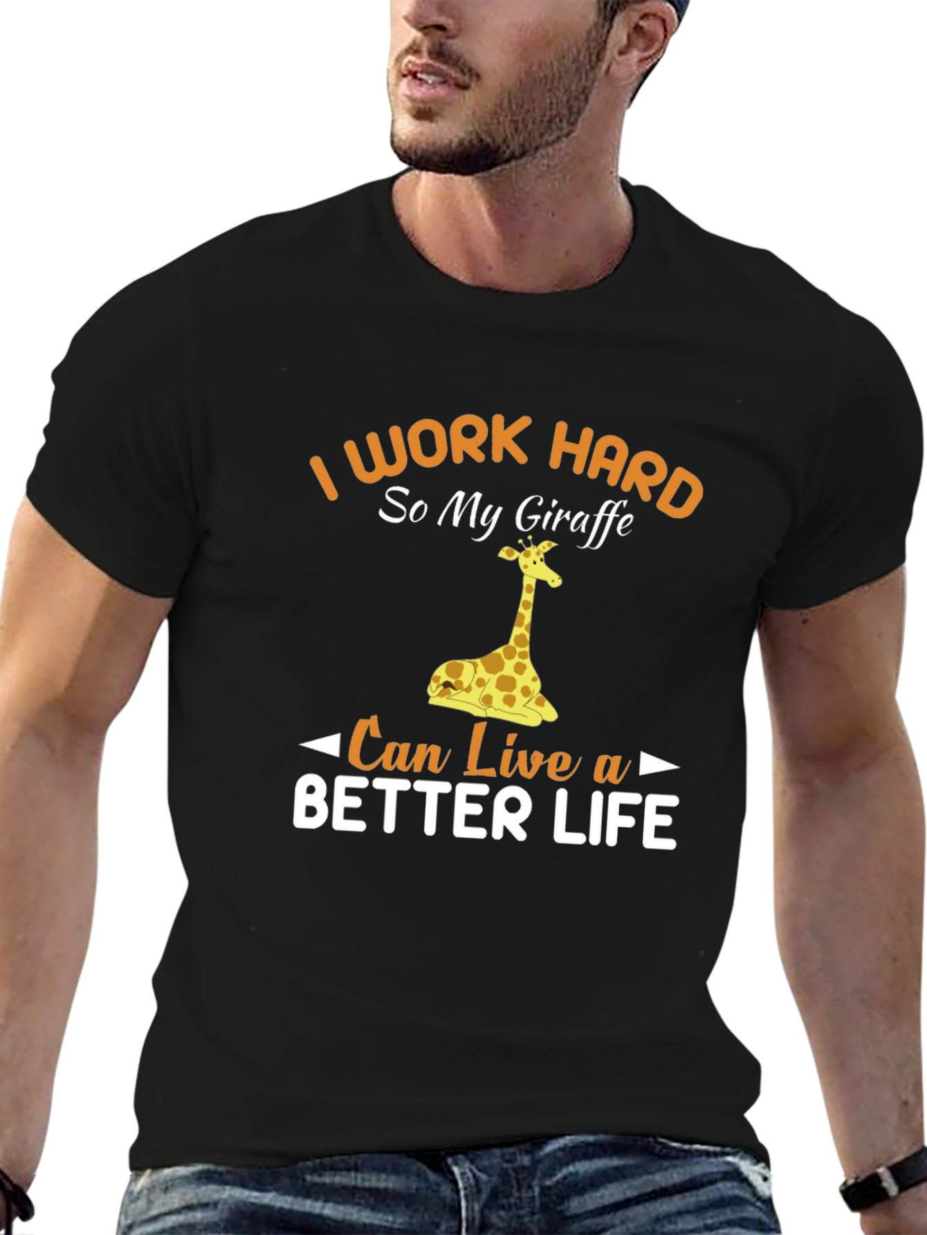 I Work Hard Giraffe Graphic Tee