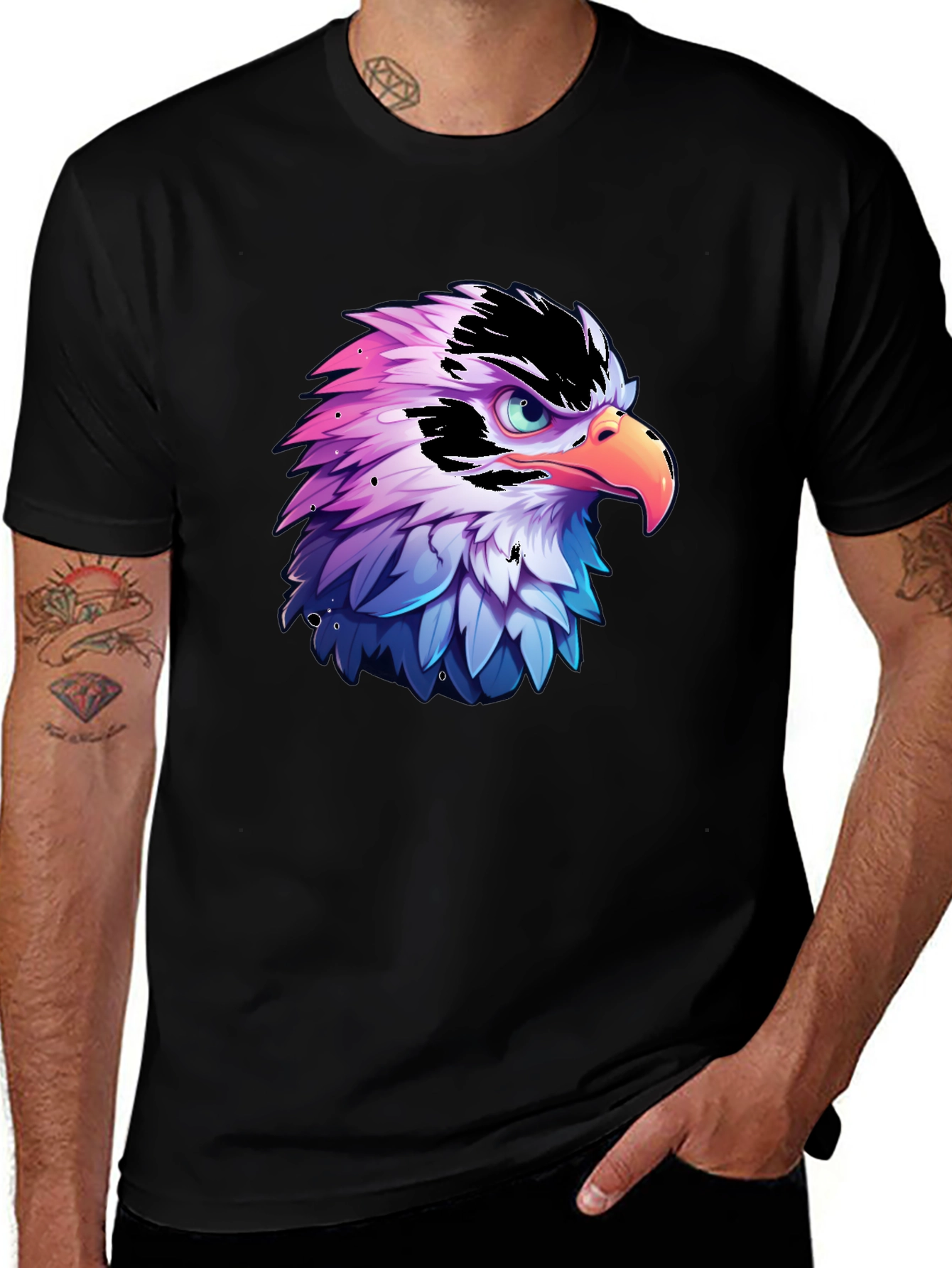 Eagle Graphic Print Black T-Shirt