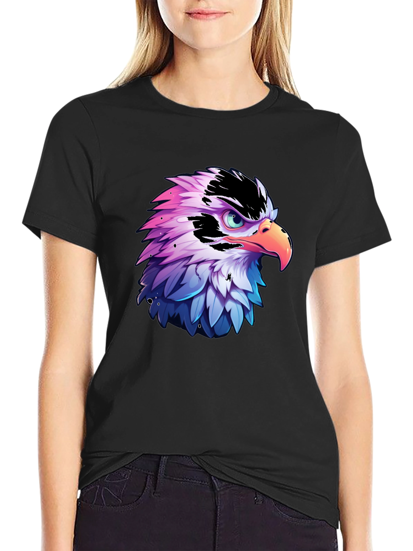 Eagle Graphic Print Black T-Shirt