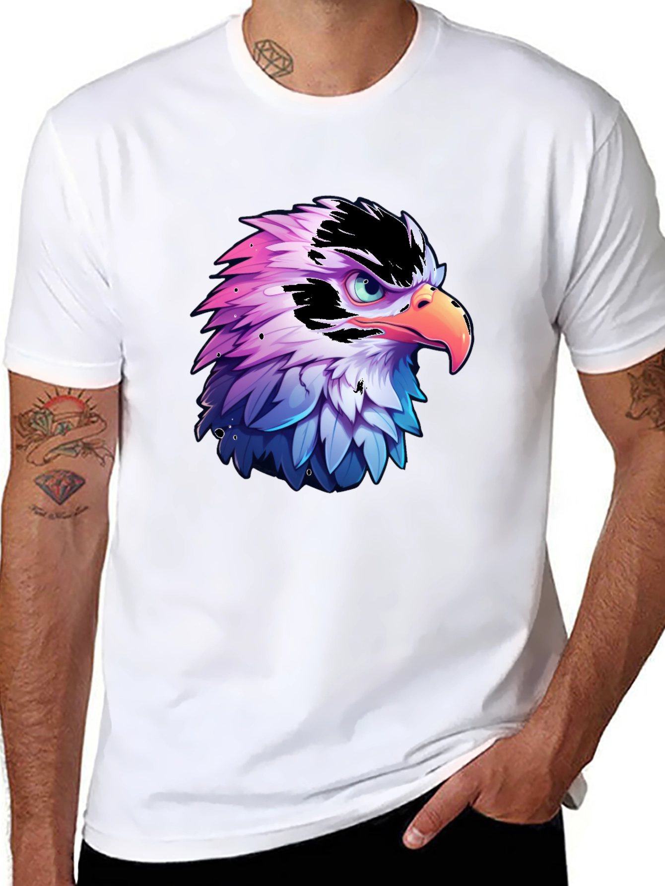 Eagle Graphic Print Black T-Shirt
